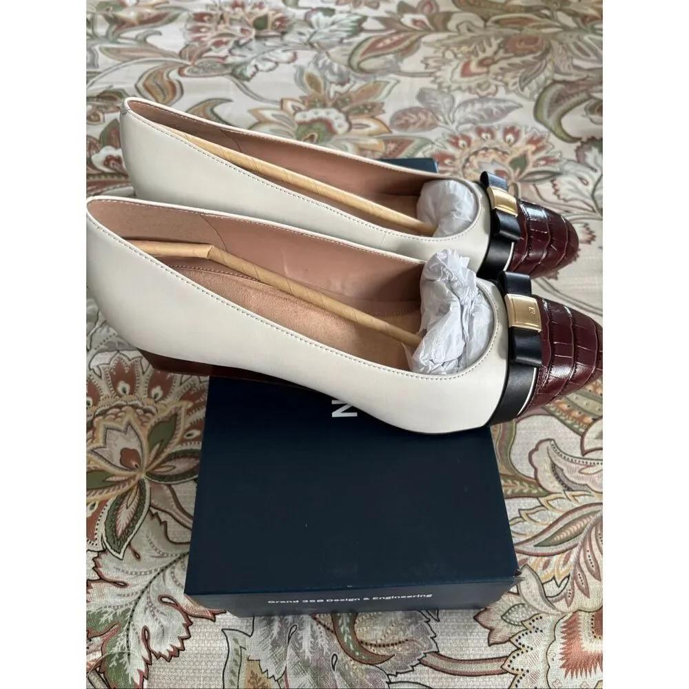 NIB Cole Haan Go-To Malta Leather Closed Cap Toe Bow Wedge